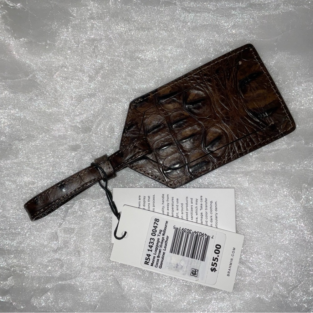 Brahmin Luggage Tag, Cocoa Brown Vintage Melbourneurne, NWT